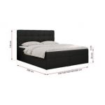 Łóżko kontynentalne ERNI 120x200 - H3 - czarny, ekoskóra