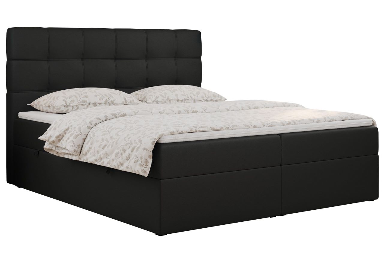 Łóżko kontynentalne ERNI 120x200 - H3 - czarny, ekoskóra