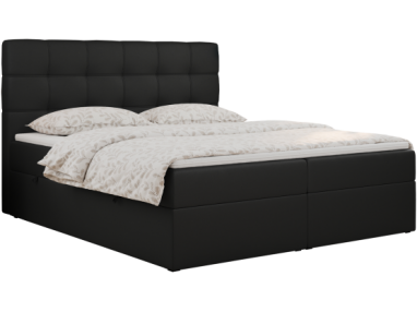 Łóżko kontynentalne ERNI 160x200 - H3 - czarny, ekoskóra