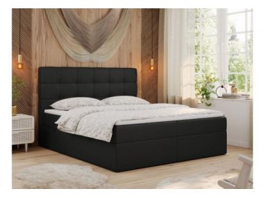 Łóżko kontynentalne ERNI 180x200 - H3 - czarny, ekoskóra