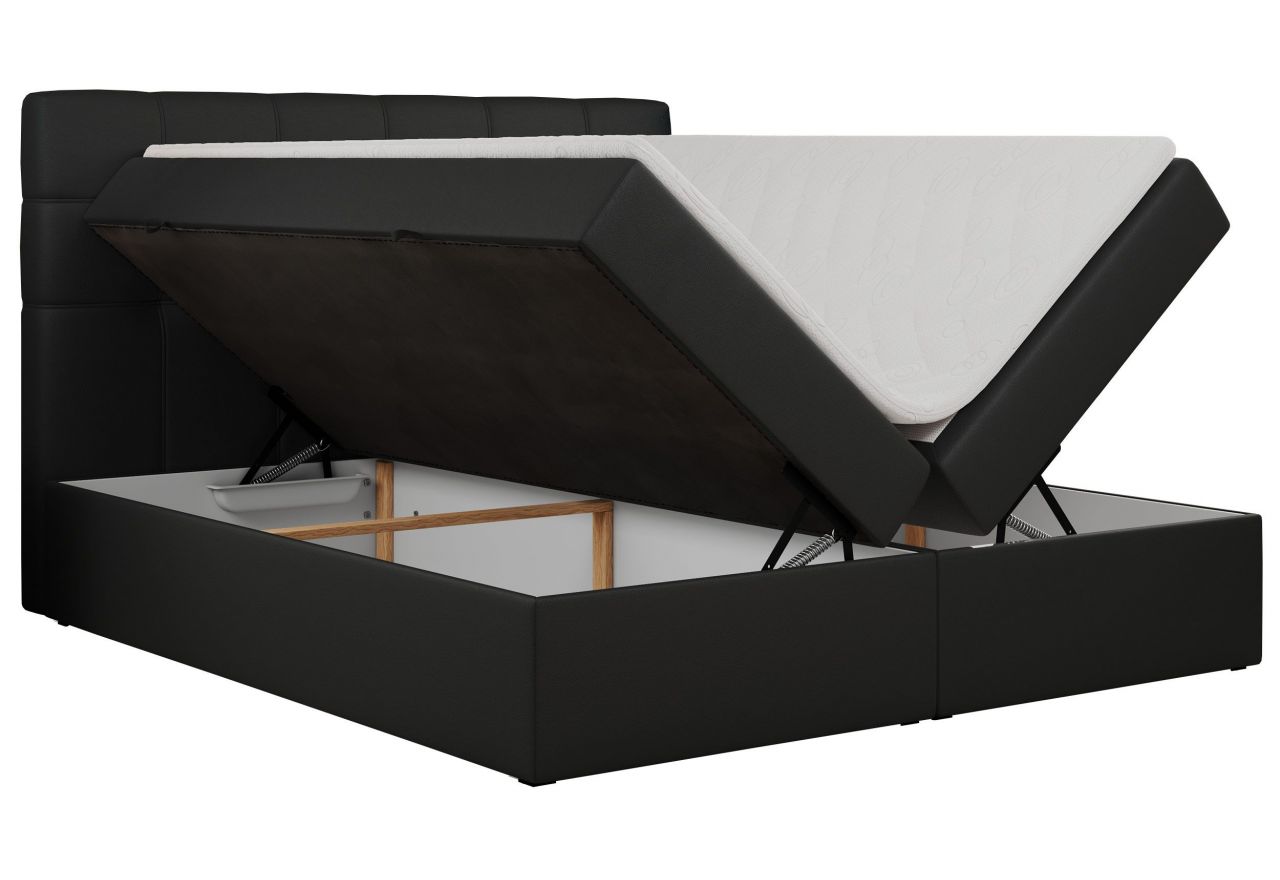 Łóżko kontynentalne ERNI 180x200 - H3 - czarny, ekoskóra