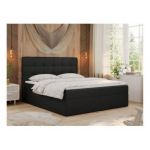 Łóżko kontynentalne ERNI 200x200 - H3 - czarny, ekoskóra