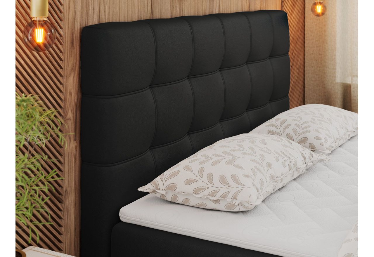 Łóżko kontynentalne ERNI 180x200 - H4 - czarny, ekoskóra