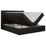 Łóżko kontynentalne ERNI 200x200 - H4 - czarny, ekoskóra