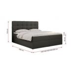 Łóżko kontynentalne ERNI 120x200 - H3 - ciemnoszary, ekoskóra