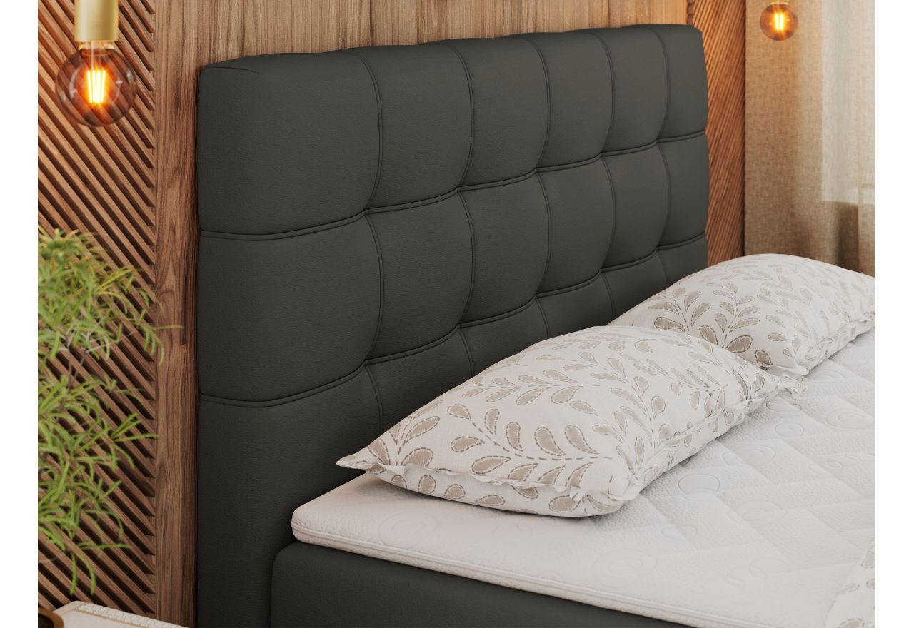 Łóżko kontynentalne ERNI 180x200 - H3 - ciemnoszary, ekoskóra