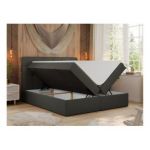 Łóżko kontynentalne ERNI 200x200 - H3 - ciemnoszary, ekoskóra