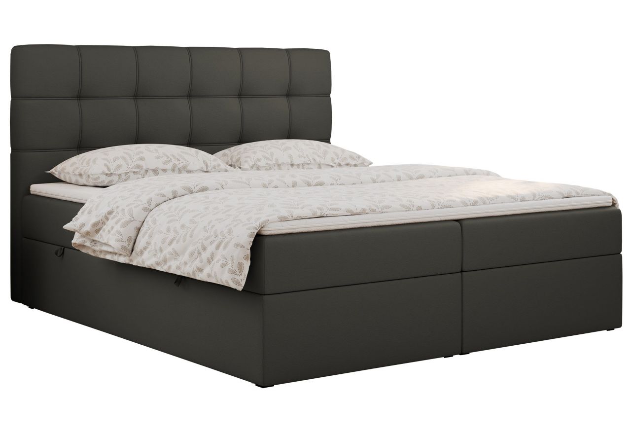 Łóżko kontynentalne ERNI 180x200 - H4 - ciemnoszary, ekoskóra