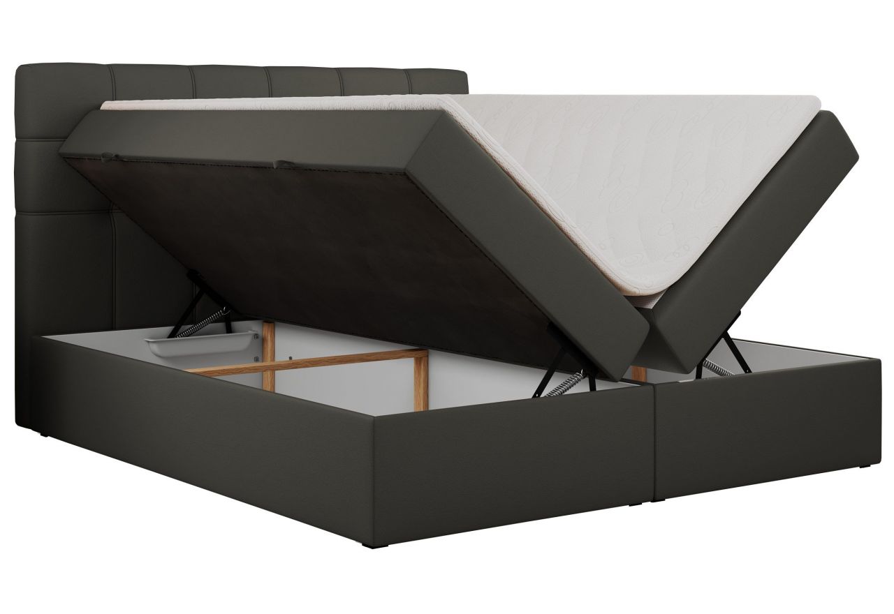 Łóżko kontynentalne ERNI 200x200 - H4 - ciemnoszary, ekoskóra