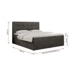 Łóżko kontynentalne ERNI 120x200 - H3 - ciemnoszary, welwet