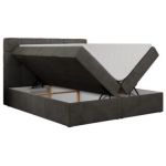 Łóżko kontynentalne ERNI 140x200 - H3 - ciemnoszary, welwet