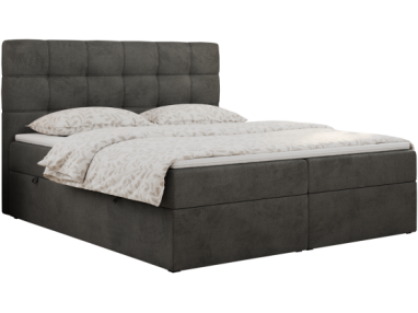 Łóżko kontynentalne ERNI 160x200 - H3 - ciemnoszary, welwet