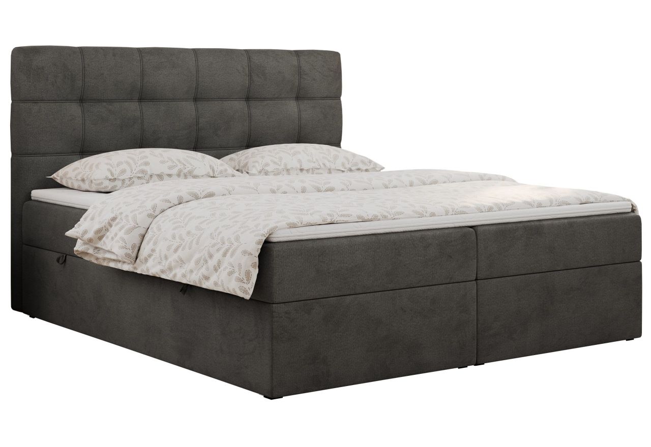 Łóżko kontynentalne ERNI 160x200 - H3 - ciemnoszary, welwet