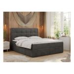 Łóżko kontynentalne ERNI 200x200 - H3 - ciemnoszary, welwet