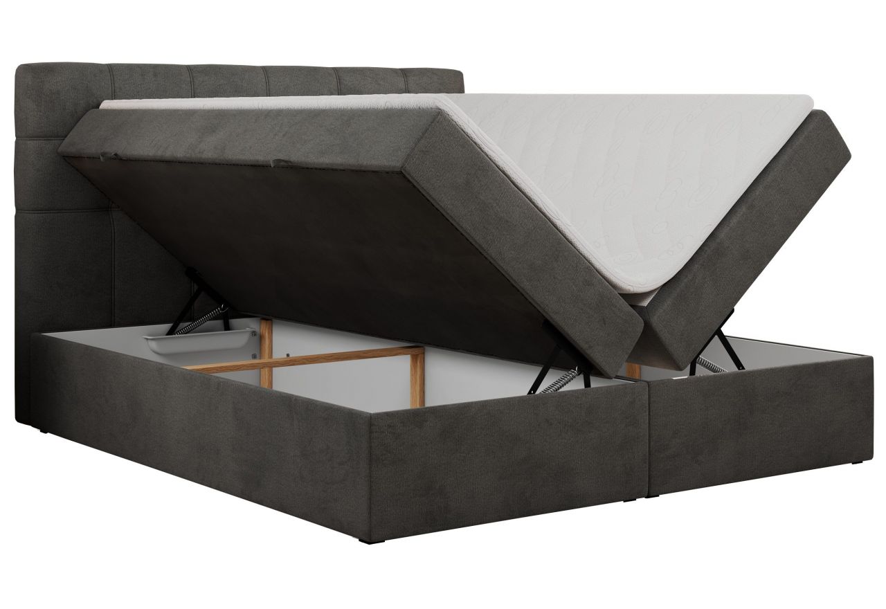 Łóżko kontynentalne ERNI 200x200 - H3 - ciemnoszary, welwet