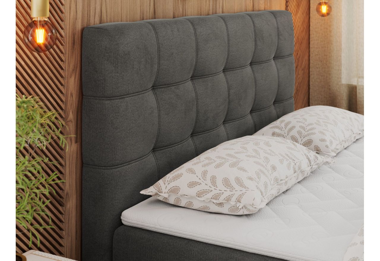 Łóżko kontynentalne ERNI 120x200 - H4 - ciemnoszary, welwet