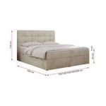 Łóżko kontynentalne ERNI 120x200 - H3 - beżowy, welwet