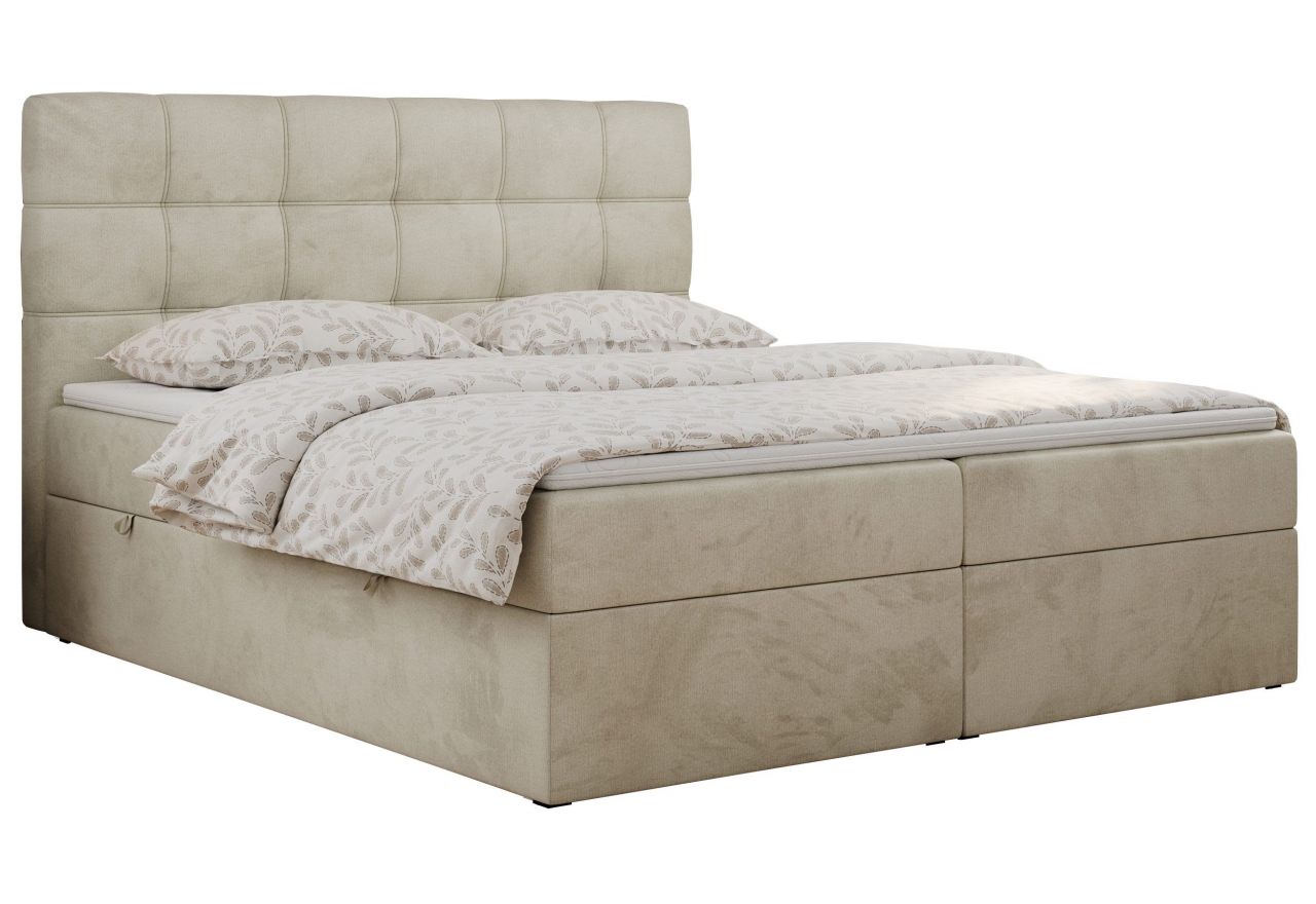 Łóżko kontynentalne ERNI 120x200 - H3 - beżowy, welwet