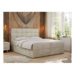 Łóżko kontynentalne ERNI 140x200 - H4 - beżowy, welwet