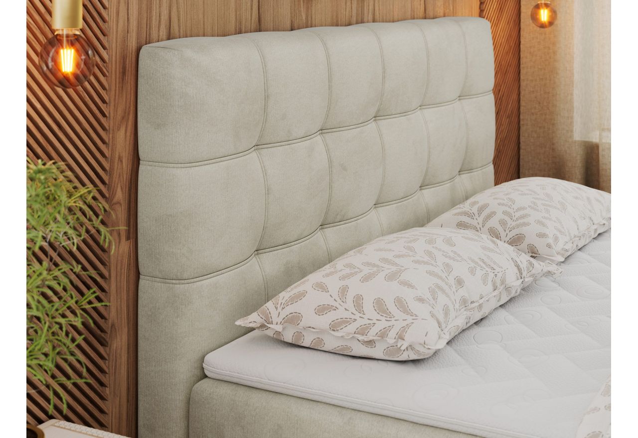 Łóżko kontynentalne ERNI 140x200 - H4 - beżowy, welwet