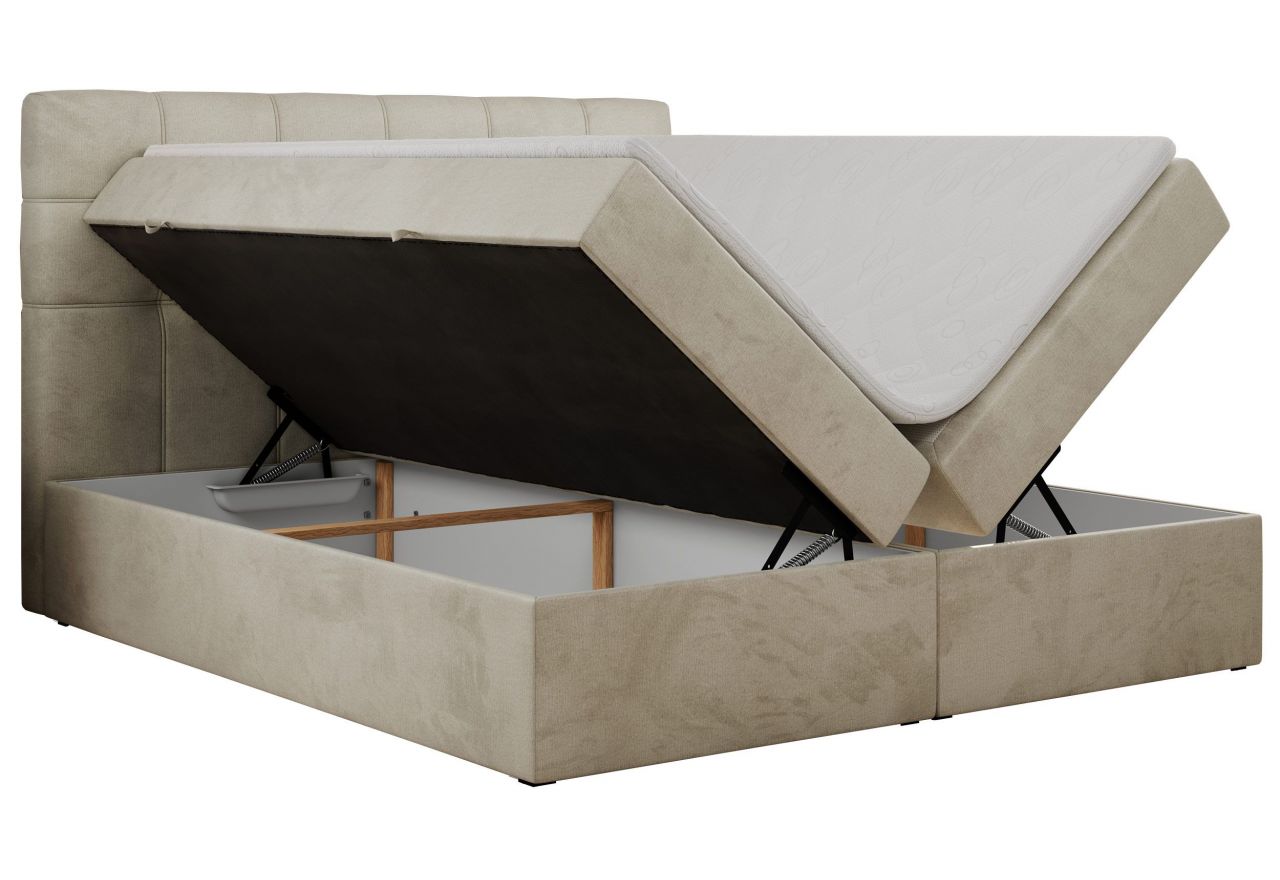 Łóżko kontynentalne ERNI 160x200 - H4 - beżowy, welwet