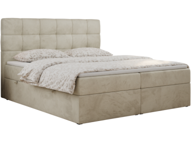 Łóżko kontynentalne ERNI 180x200 - H4 - beżowy, welwet