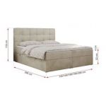 Łóżko kontynentalne ERNI 200x200 - H4 - beżowy, welwet