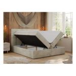 Łóżko kontynentalne ERNI 200x200 - H4 - beżowy, welwet