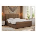 Łóżko kontynentalne ERNI 120x200 - H3 - brązowy, ekoskóra