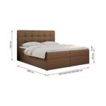 Łóżko kontynentalne ERNI 120x200 - H3 - brązowy, ekoskóra