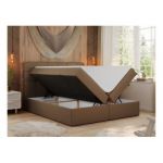 Łóżko kontynentalne ERNI 120x200 - H3 - brązowy, ekoskóra