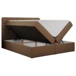 Łóżko kontynentalne ERNI 120x200 - H3 - brązowy, ekoskóra