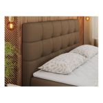 Łóżko kontynentalne ERNI 140x200 - H4 - brązowy, ekoskóra