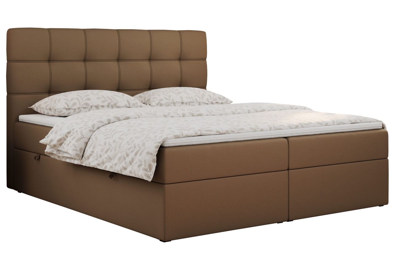 Łóżko kontynentalne ERNI 160x200 - H4 - brązowy, ekoskóra