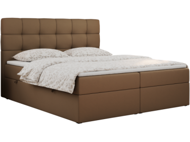 Łóżko kontynentalne ERNI 200x200 - H4 - brązowy, ekoskóra