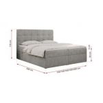 Łóżko kontynentalne ERNI 120x200 - H3 - jasnoszary, struktura