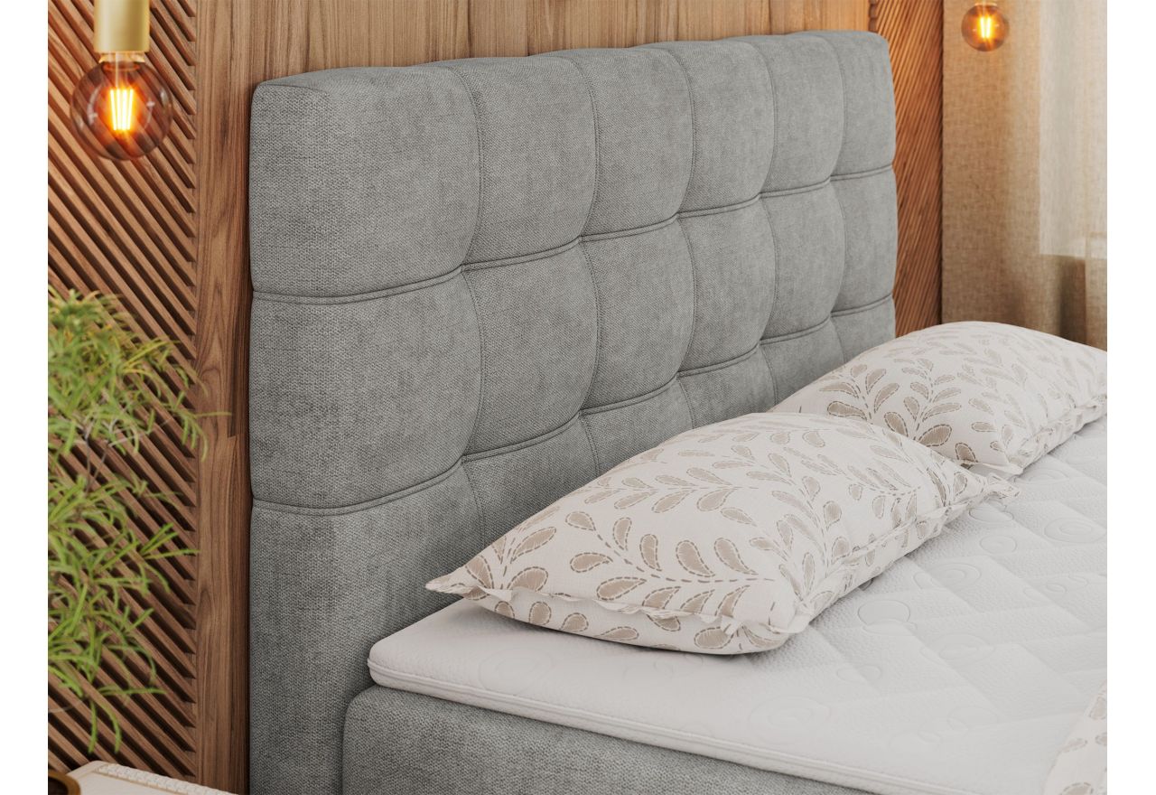 Łóżko kontynentalne ERNI 140x200 - H3 - jasnoszary, struktura