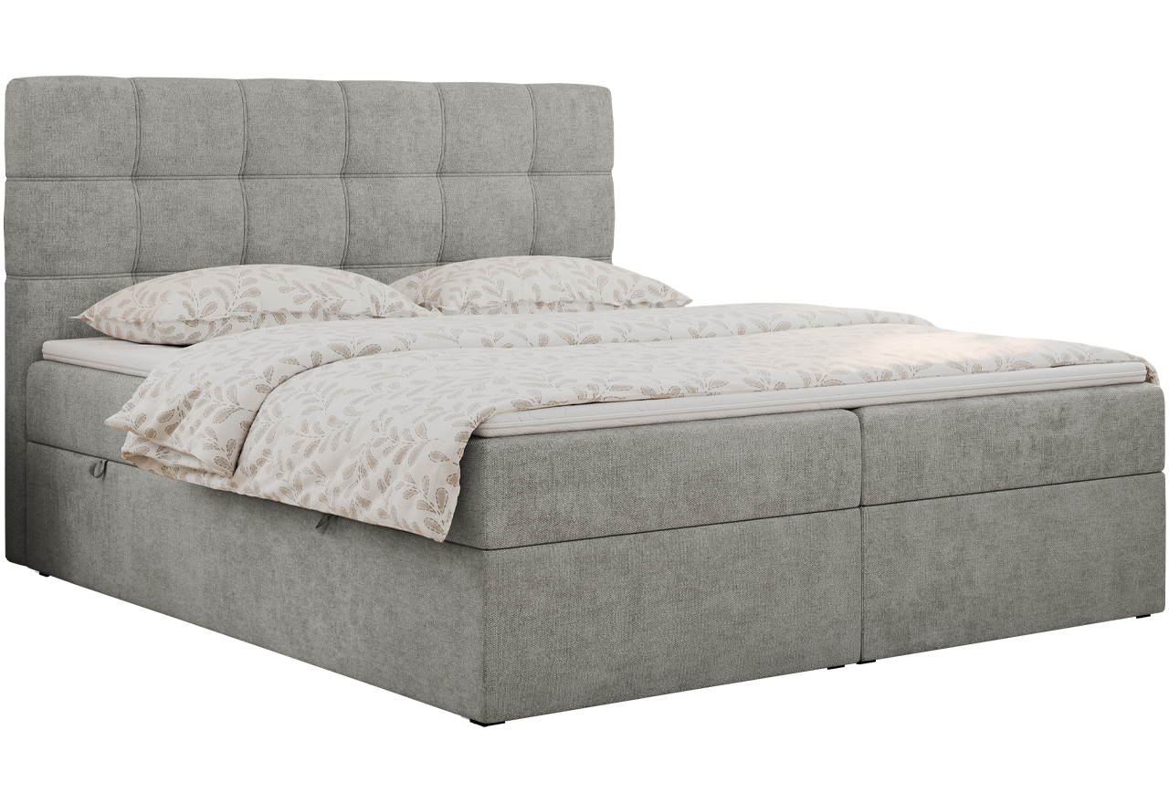 Łóżko kontynentalne ERNI 200x200 - H3 - jasnoszary, struktura