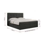 Łóżko kontynentalne ERNI 120x200 - H3 - ciemnoszary, struktura