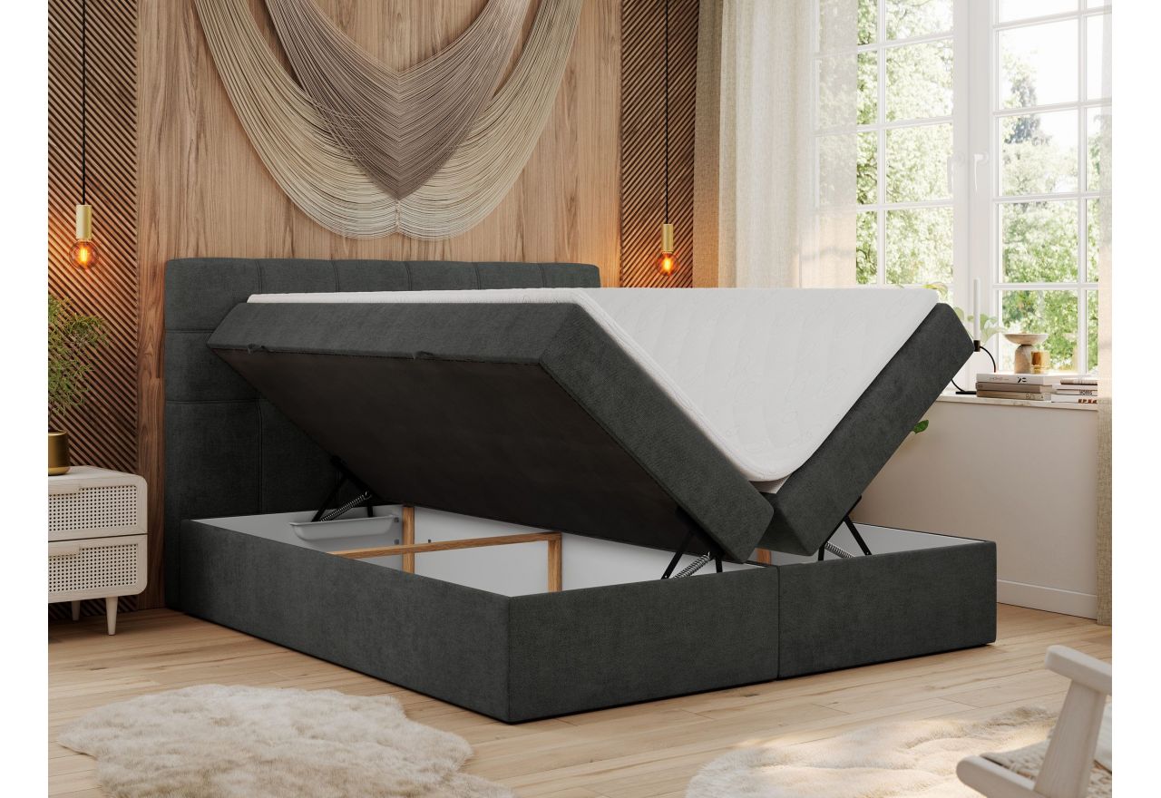 Łóżko kontynentalne ERNI 120x200 - H4 - ciemnoszary, struktura