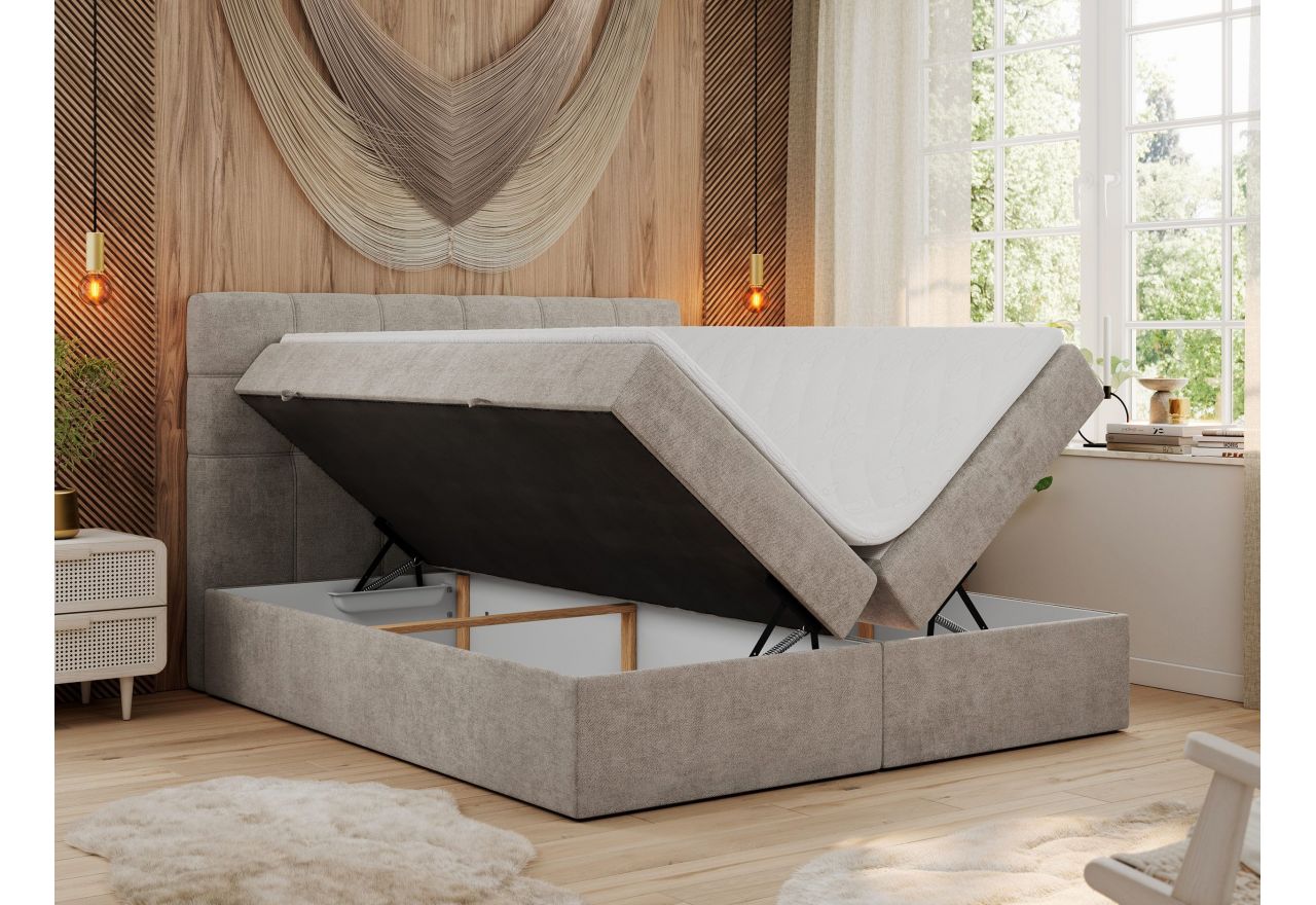 Łóżko kontynentalne ERNI 120x200 - H3 - beżowy, struktura