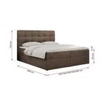 Łóżko kontynentalne ERNI 120x200 - H3 - brązowy, welwet