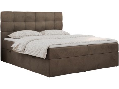 Łóżko kontynentalne ERNI 180x200 - H3 - brązowy, welwet