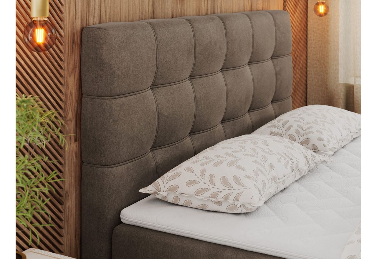 Łóżko kontynentalne ERNI 200x200 - H3 - brązowy, welwet