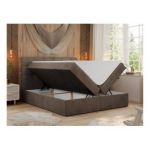 Łóżko kontynentalne ERNI 120x200 - H4 - brązowy, welwet