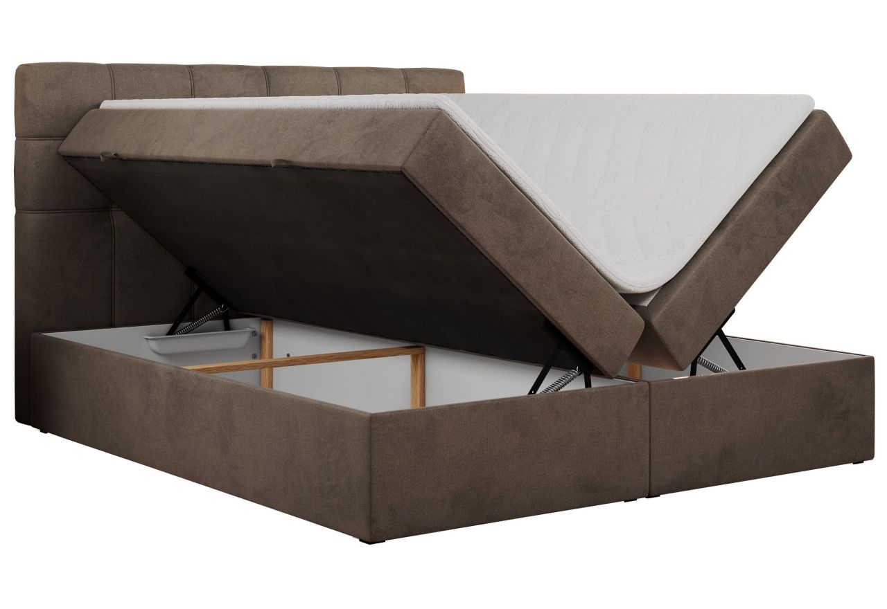 Łóżko kontynentalne ERNI 140x200 - H4 - brązowy, welwet