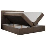 Łóżko kontynentalne ERNI 160x200 - H4 - brązowy, welwet