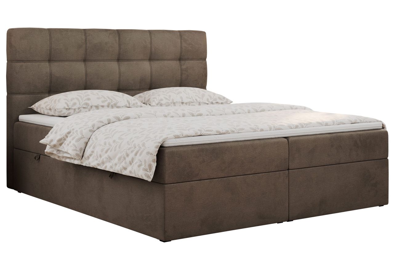 Łóżko kontynentalne ERNI 200x200 - H4 - brązowy, welwet