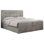 Łóżko kontynentalne ERNI 140x200 - H3 - jasnoszary, welwet