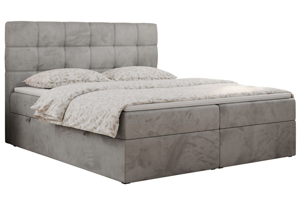 Łóżko kontynentalne ERNI 180x200 - H3 - jasnoszary, welwet